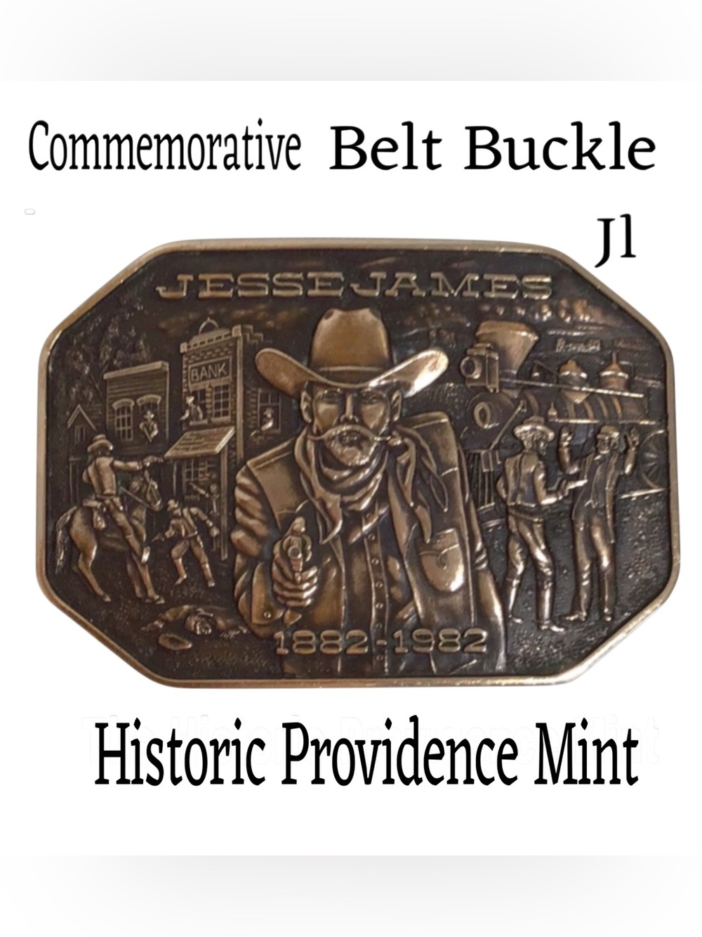 HISTORIC PROVIDENCE MINT Jesse  James Commemorative Belt Buckle 1882-1982